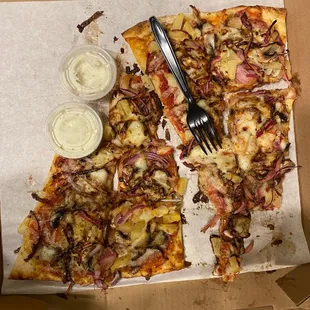 Big Slice Cheese Pizza with toppings. Seriously so good