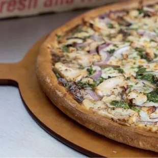 New addition to our menu. Barbecue chicken pizza