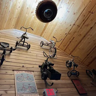 bicycles on the wall