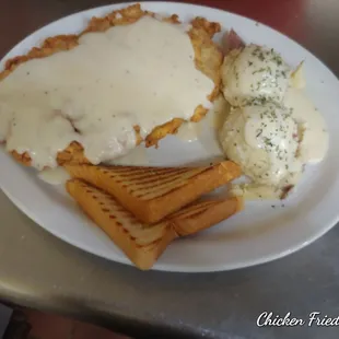 Homemade chicken fried steak homemade gravy and homemade mashed potatoes