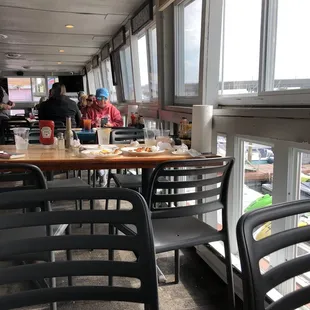 Tables by the water