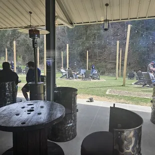 Cool back patio.  Lots of seating &amp; fire pits.