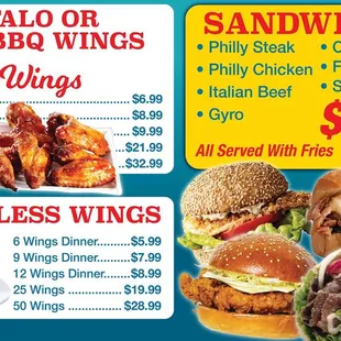 chicken wings and fried chicken