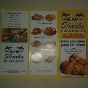 Super Sharks Menu + hours of operation