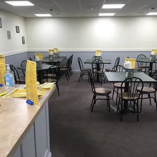 Dine in area is bright and clean