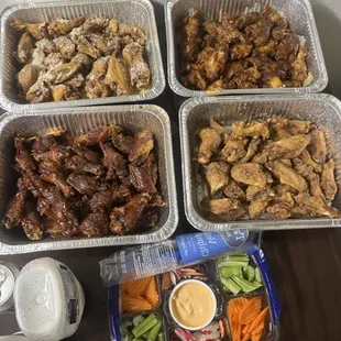 chicken wings and fried chicken, food