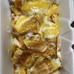 6 bone-in wings with three rivers sauce