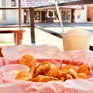 a basket of fried food
