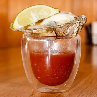 an oyster on a half shell