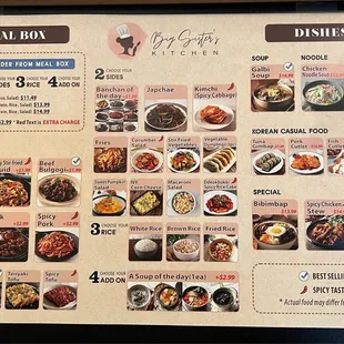 English Menu as of 12/30/2022