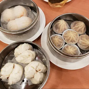 Steamed Shrimp Dumpling, BBQ Pork Buns, Shanghai Juicy Dumplings