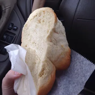 Ginormous free sample of challah! So delicious!