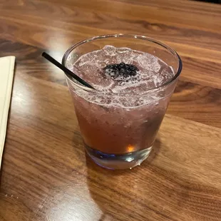 Midnight Smash -- a yummy peach-flavored cocktail, but weird that the name and color don't seem very peachy.