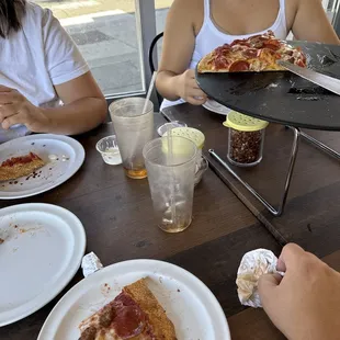 Large pizza was filling.