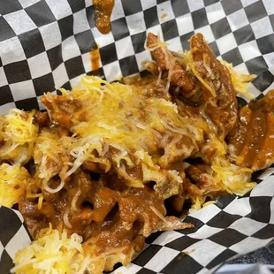 Chili cheese waffle fries