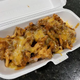 Loaded waffle fries with chili &amp; cheese