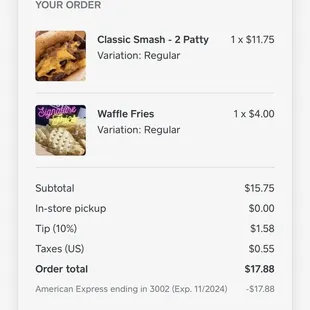 What I actually ordered.