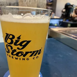 The first beer I tried, and actually the unprofessional head honcho guy at the bar in the background.