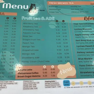Drink menu