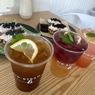 Blueberry cookies and cream mango tea grapefruit ade