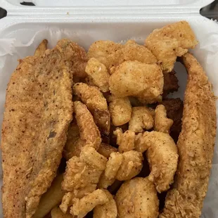 Whiting, shrimp, scallops, &amp; fries.