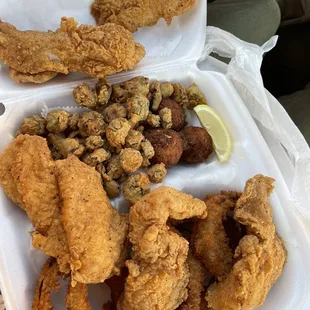 Catfish Platter x Fried Okra x Hushpuppies x Onion Rings