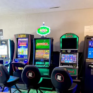 a row of slot machines