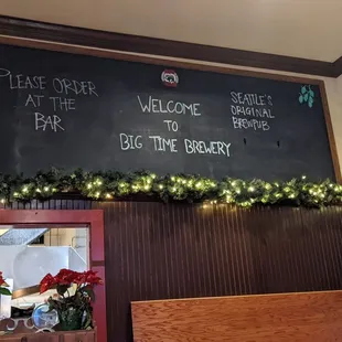 a menu on a blackboard