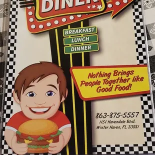 the menu for the restaurant