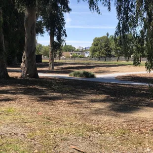 Fenced off grass fields in rear