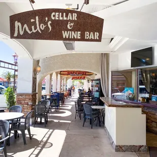 Walkway of restaurants and shops