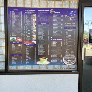 a menu in a window