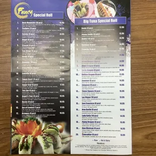 the menu