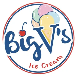 the logo for big v&apos;s ice cream