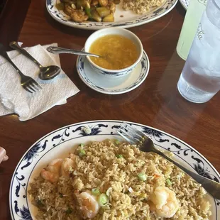 Shrimp Fried Rice and Kung Pao Shrimp lunch special