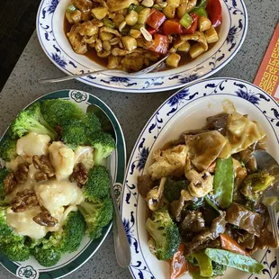 Honey walnut shrimp Kungpao chicken Beef with vegetables  Ig: _katthyn