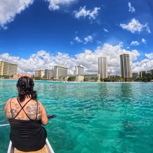 Expect to see awesome views of Waikiki on the canoe.
