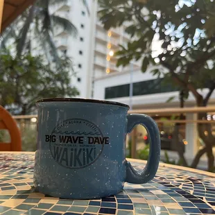 Cup of Dave&apos;s ono latte first thing