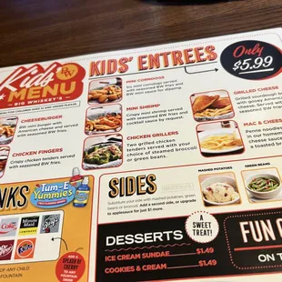 Kids menu