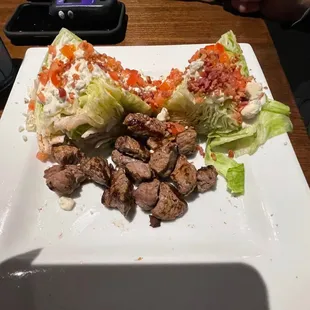 Wedge salad with steak