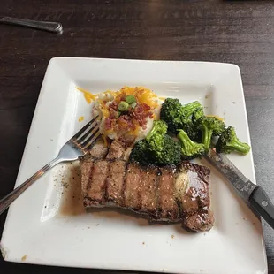 New York strip steak meal. Juicy and good to order.