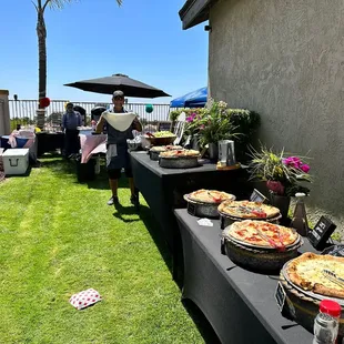 a table of pizzas