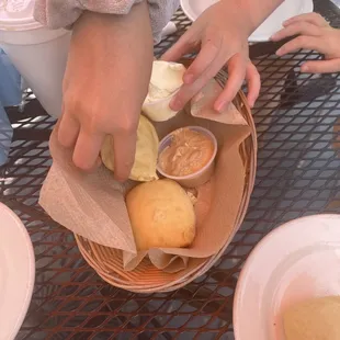 Free warm bread with butter and a yummy cinnamon butter! So good!