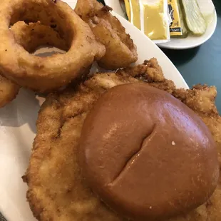 Tenderloin sandwich and O'Rings.