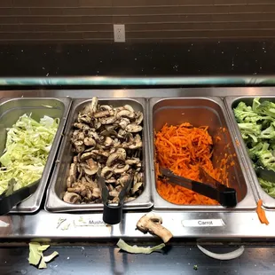 ows a variety of salads