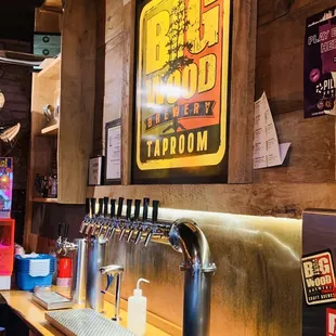 beer taps on a counter