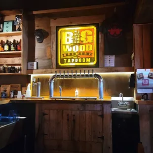 a bar with a neon sign