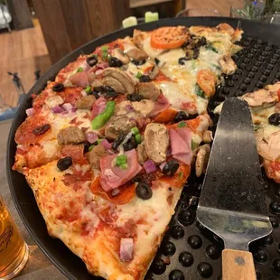  a pizza and a beer