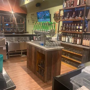 Taps Galore.   Wings that don't need sauce and pizza with awesome flavor.  My go to spot in town.