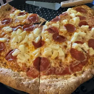 Build your own pizza with pepperoni and pineapple